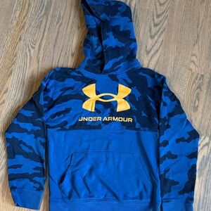 Under Armour Blue and Black Camo Hoodie with Yellow Logo